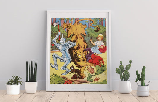 The Wizard of Oz Picture Book Collection- Dorothy, Scarecrow, and Tin Woodman meet the Cowardly Lion Art Print