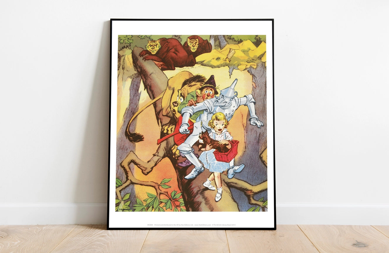 The Wizard of Oz Picture Book Collection- Dorothy and Friends Escape the Kalidahs Art Print