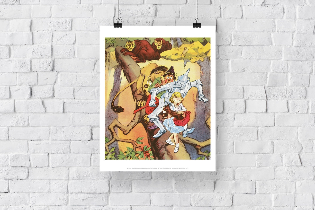 The Wizard of Oz Picture Book Collection- Dorothy and Friends Escape the Kalidahs Art Print