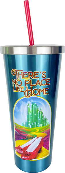 Ruby Slippers "There's No Place Like Home" Stainless Steel Cup with Straw and Lid