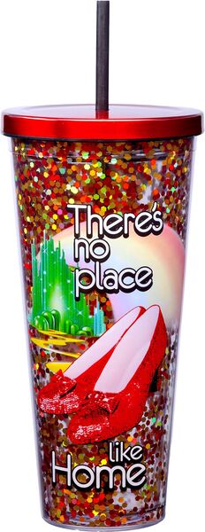 "There's No Place Like Home" 32oz. Glitter Cup with Straw
