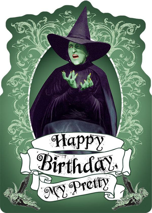 Wicked Witch of the West Happy Birthday My Pretty Blank Inside Glitter Card